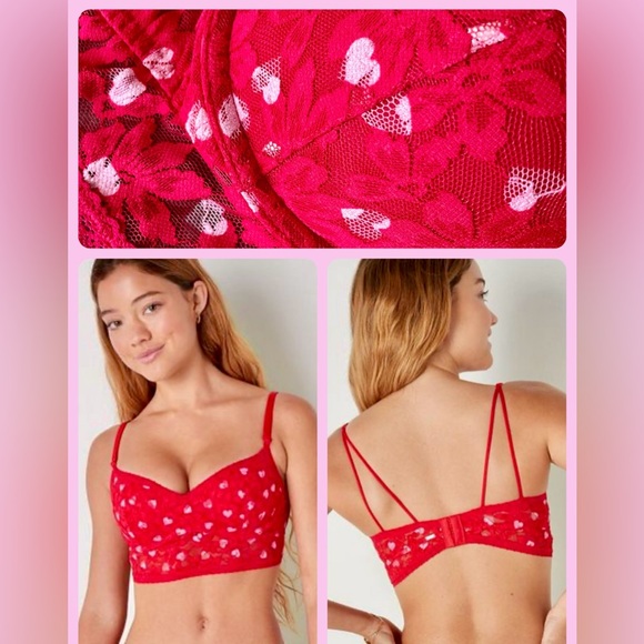 PINK Lace Wired Push Up Bralette - Picture 1 of 12